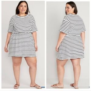 NWT Old Navy Navy Striped Waist Defined Dress Plus Size 2XL XXL